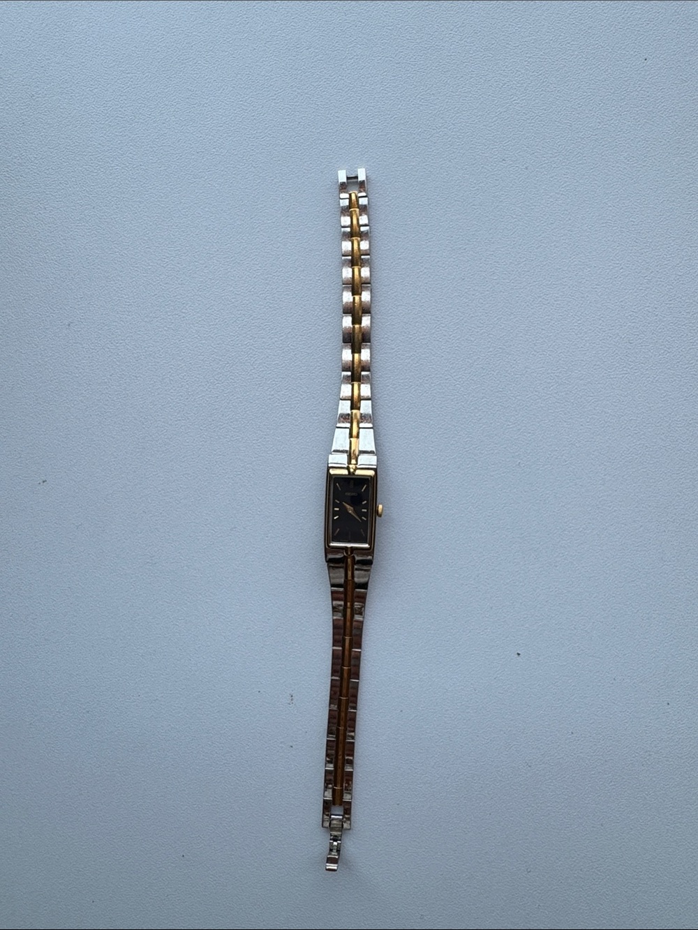 Seiko Two-Tone Gold and Black Rectangular Dress Watch Needs Battery